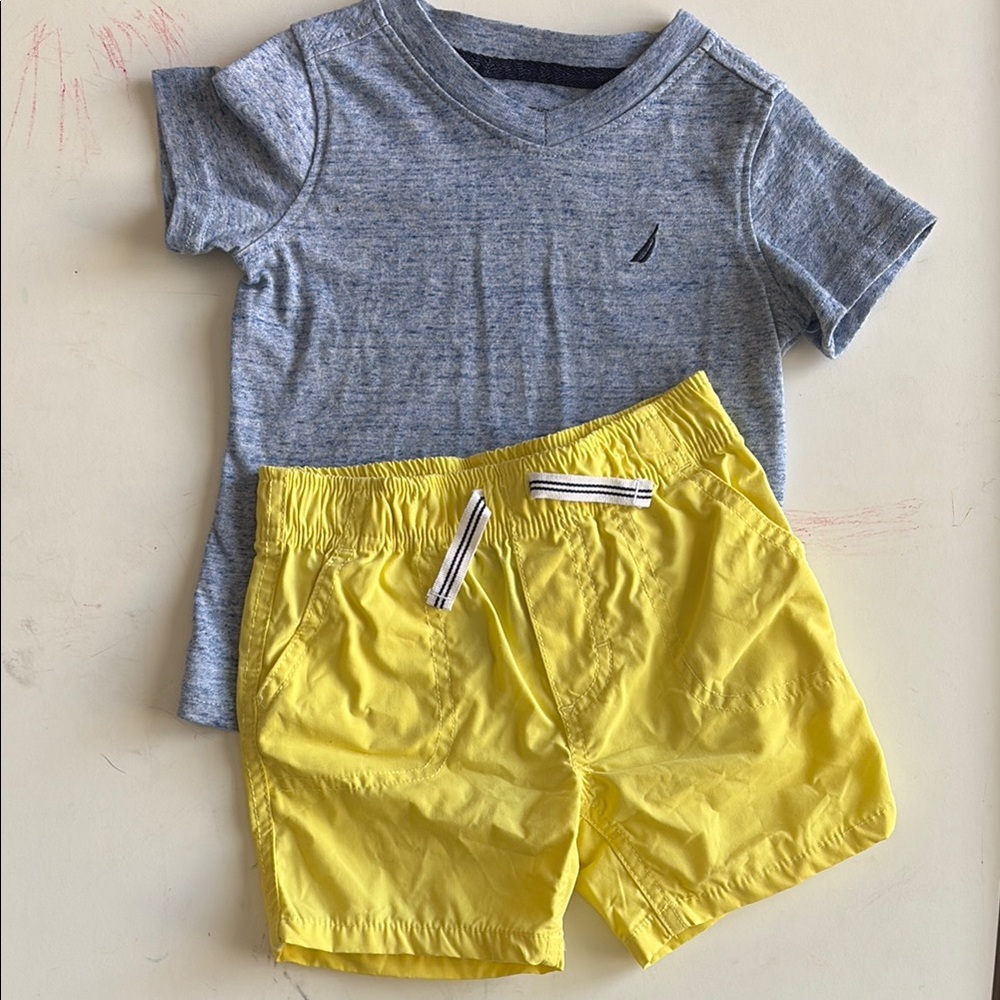 Nautica Blue Tee and Yellow Shorts Set